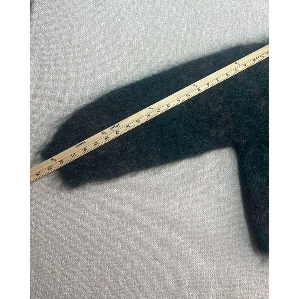 Paul & Duffier Mohair Wool Sweater S/M Fuzzy Dark Green Oversized Pullover - Picture 3 of 7